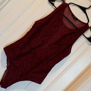 Maroon lace bodysuit